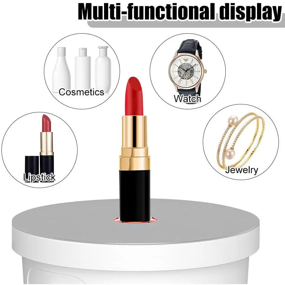 2026NewRotating Display Stand, 360° Electric Turntable with RGB Gradient Lighting, Mirrored Spinning Stand for Photography Crafts Jewelry Collectible Display