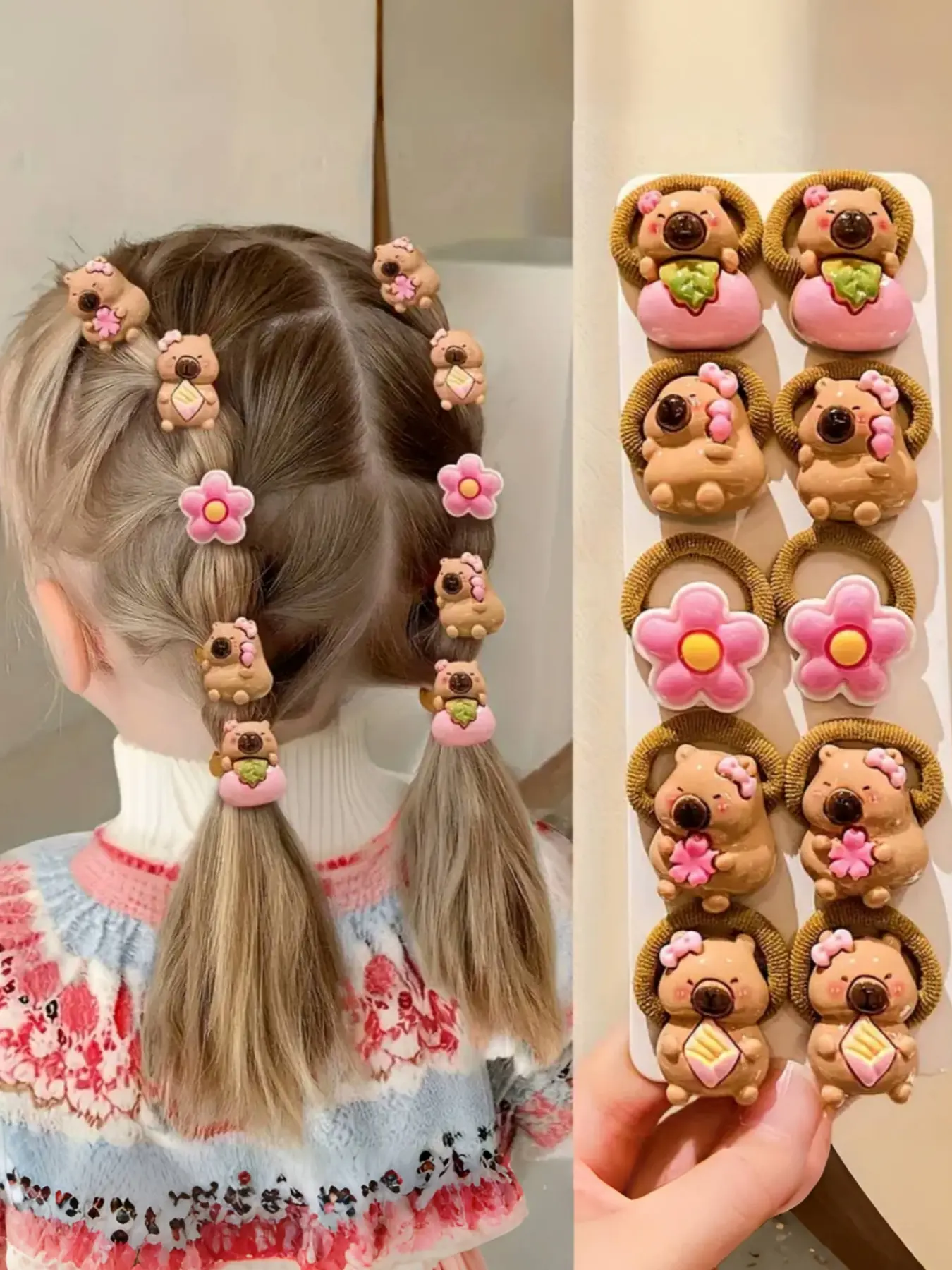 10pcs Cute Capybara Hair Ties, High Elasticity Soft Hair Bands, Vibrant Colors, Elastic Hair Accessory, Perfect for Styling and Makeup, Hair Accessories, Elastic Hair Ties Ponytail Holders, Hair Accessories Set