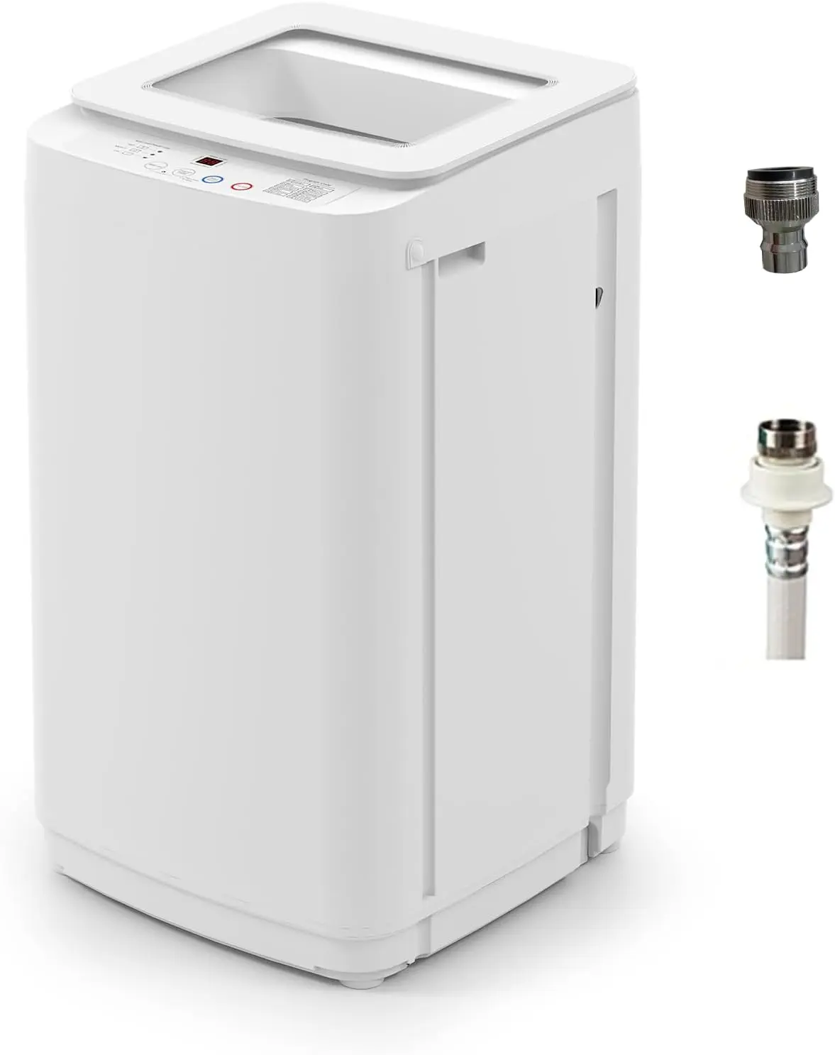 VCJ AT7740 17Lbs Stainless Steel Full-Automatic Top Load Portable Washing Machine - 110V Plug, 10 Wash Cycles, 3 Water Levels, LED Display, Compact Electric Washer for Apartments, RVs
