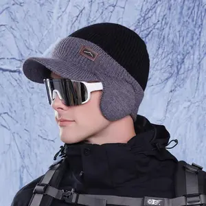 Men's Ski Cap (with Ear Protectors) - Winter Hat with Brim and Thermal Lining for Cold Weather Outdoor Gear