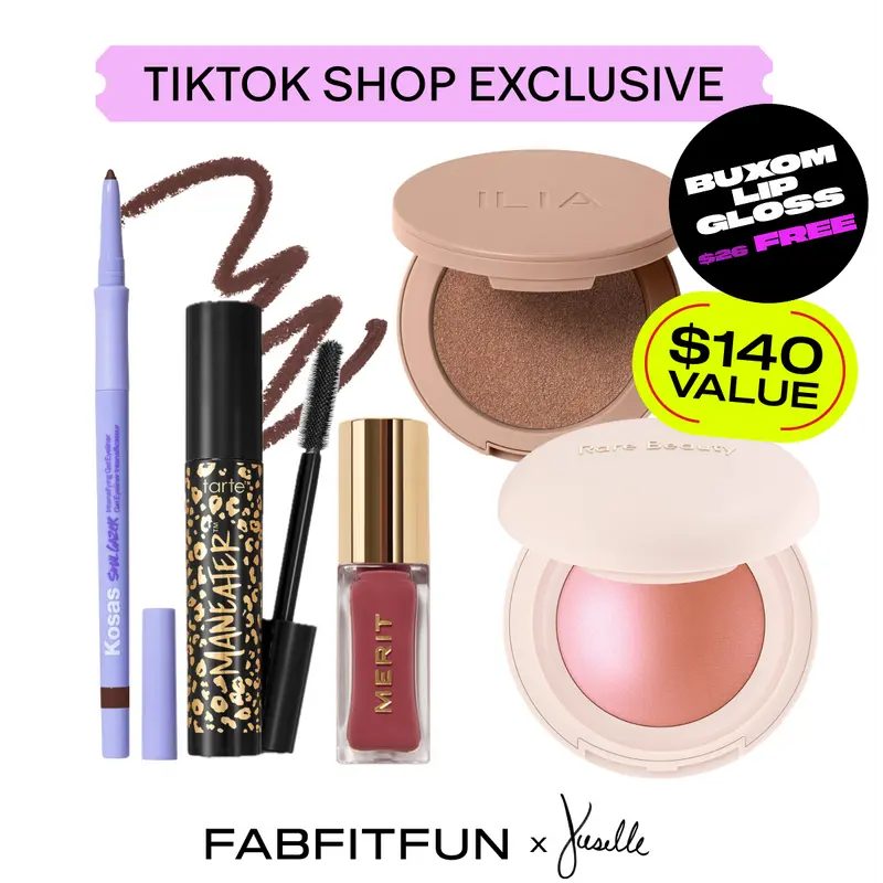 FabFitFun Jeselle's Glow-To's ($140 Value) | ILIA, Rare Beauty, Kosas, Merit, Tarte | Bronzer, Blush, Eyeliner, Lip Oil, Mascara
