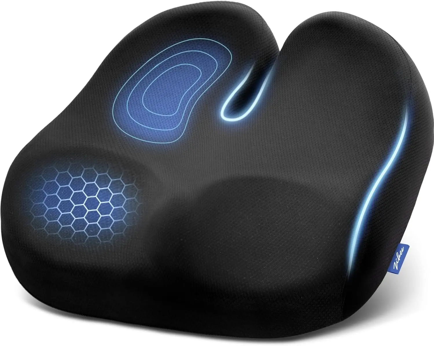 Ergonomic Seat Cushion with Thigh Relief Slope, High-Density Memory Foam Office Chair Cushions with U-Shaped Back for Tailbone, Sciatica Pain Relief, Suitable for Car Seat, Airplane, Bleacher
