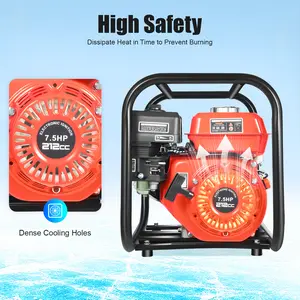 7.5HP 4-Stroke Gasoline Engine Water Pump 918.18ft³/h Flow 98.43ft Head 0.95Gal Fuel Tank 2in Inlet/Outlet for Farm Irrigation Fire Rescue City Drainage