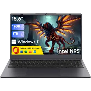 Laptop Computer 15.6 inch, Intel Quad Core N95, 12GB LPDDR5 RAM 1TB NVMe SSD Laptop with FHD IPS Display, WiFi 5, BT5.0, USB Type C and Fingerprint, 2 Years Warranty, Windows 11 Pro