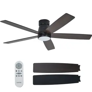 25dB Ultra Quiet Ceiling Fan, 52 Inch Flush Mount with 3-Color LED Light, Alexa Voice Control Reversible DC Fan with Timer & Wind Mode