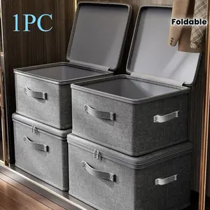 Extra-Large Foldable Cationic Storage Box — Waterproof Organizer, Bed Sheet Holder, Collapsible Storage Bin — Suitable for Closets, Bedrooms, Kitchens, and Books — Multi-Functional Storage Container (Double Zippers, 3 Handles)