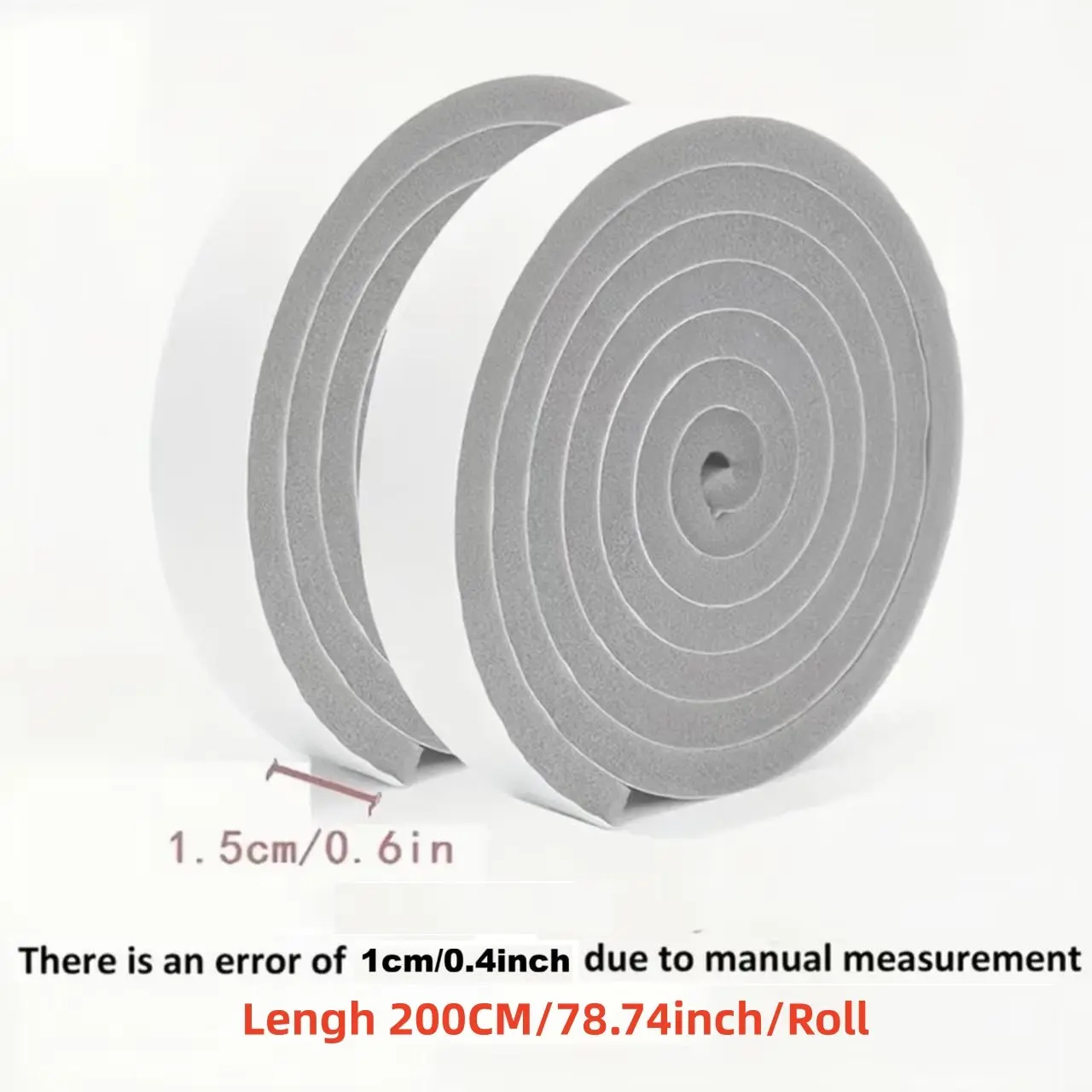 Weather Stripping Door Seal Strip, Strong Adhesive, Weatherproof, Reduce Noise, Gap Filler, Door Draft Stopper, Foam Insulation Tape for Doors and Windows, Door Bottom Seal (1Roll/Rolls 0.59in *78.74in)