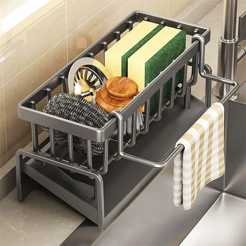 Kitchen Accessories Kitchen Sink Drain Rack &Stainless metal spongerack, Metal Sponge Drain Holder Multifunctional Storage Rack for Home, Storage Or