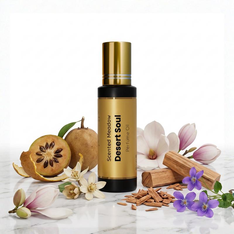 Scented Meadow Desert Soul – Powdery Violet & Musky Sandalwood Luxury Concentrated Perfume Oil Women's – Long Lasting Alcohol-Free Roll-On