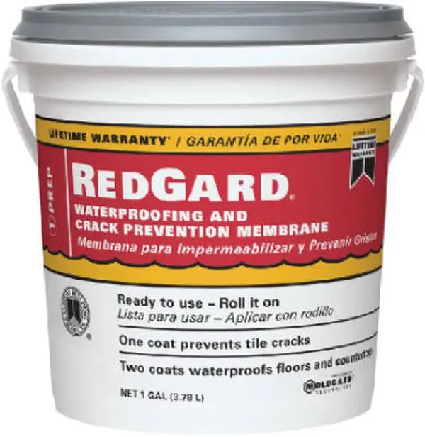 Redgard LQWAF1-2 Elastomeric Water-Resistant Waterproofing & Crack Prevention Membrane, 10 lbs 1 gal Moldguard Technology Sealer with Roller, 7.38x8.25x8.25 in Building Hardware (Resists Mold & Mildew)