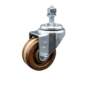 212 MAIN SCC-SSTS20S314-PHSHT-121315 Stainless Steel Swivel Threaded Stem Caster, 3x1.25 in. Brown Wheel, 0.5 in. Stem, High-Temperature Phenolic, Floor Safe, Sparkproof