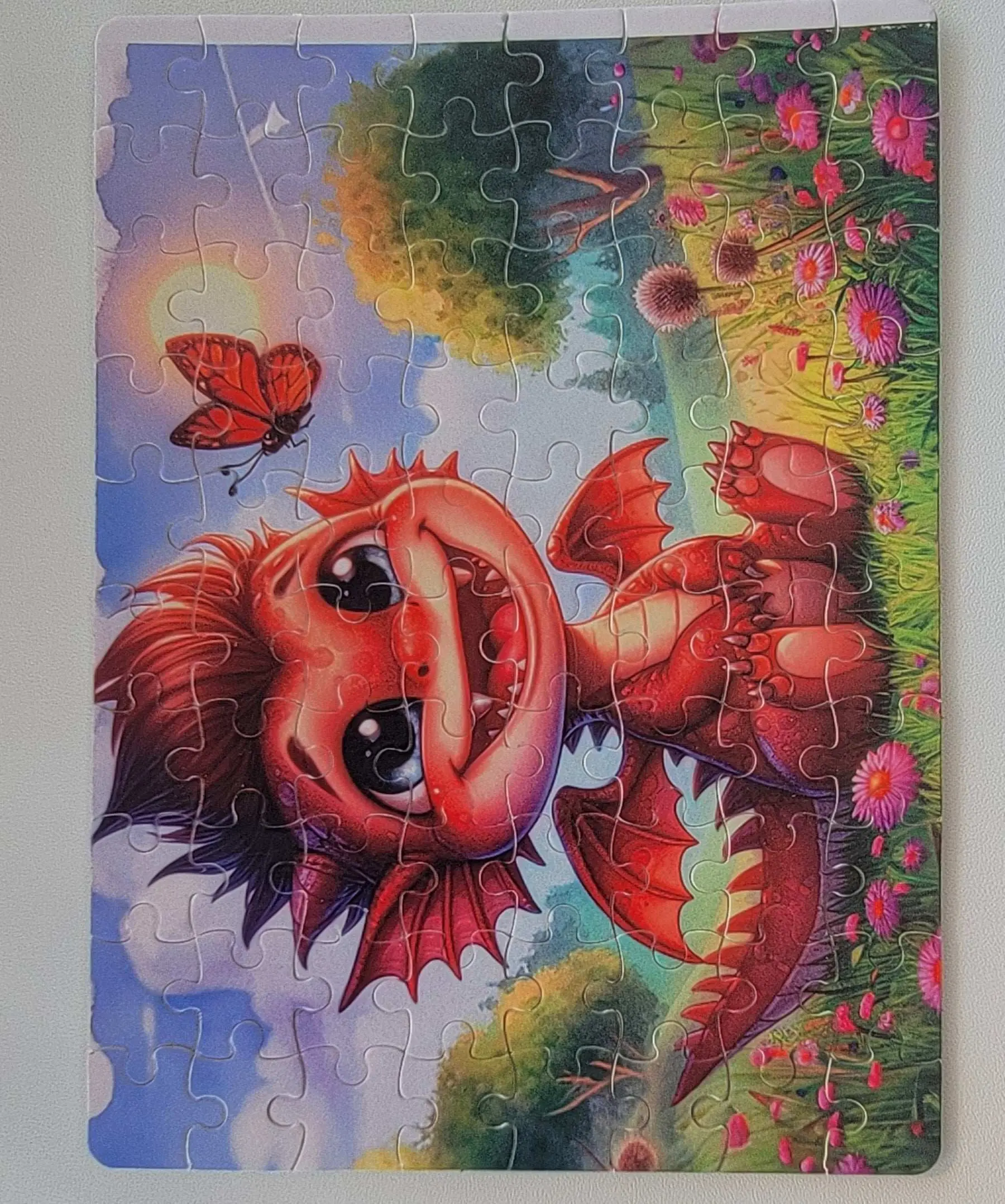 Custom Jigsaw Puzzle - Alluring Red Dragon Cartoon