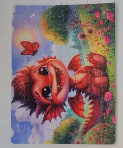 Custom Jigsaw Puzzle - Alluring Red Dragon Cartoon