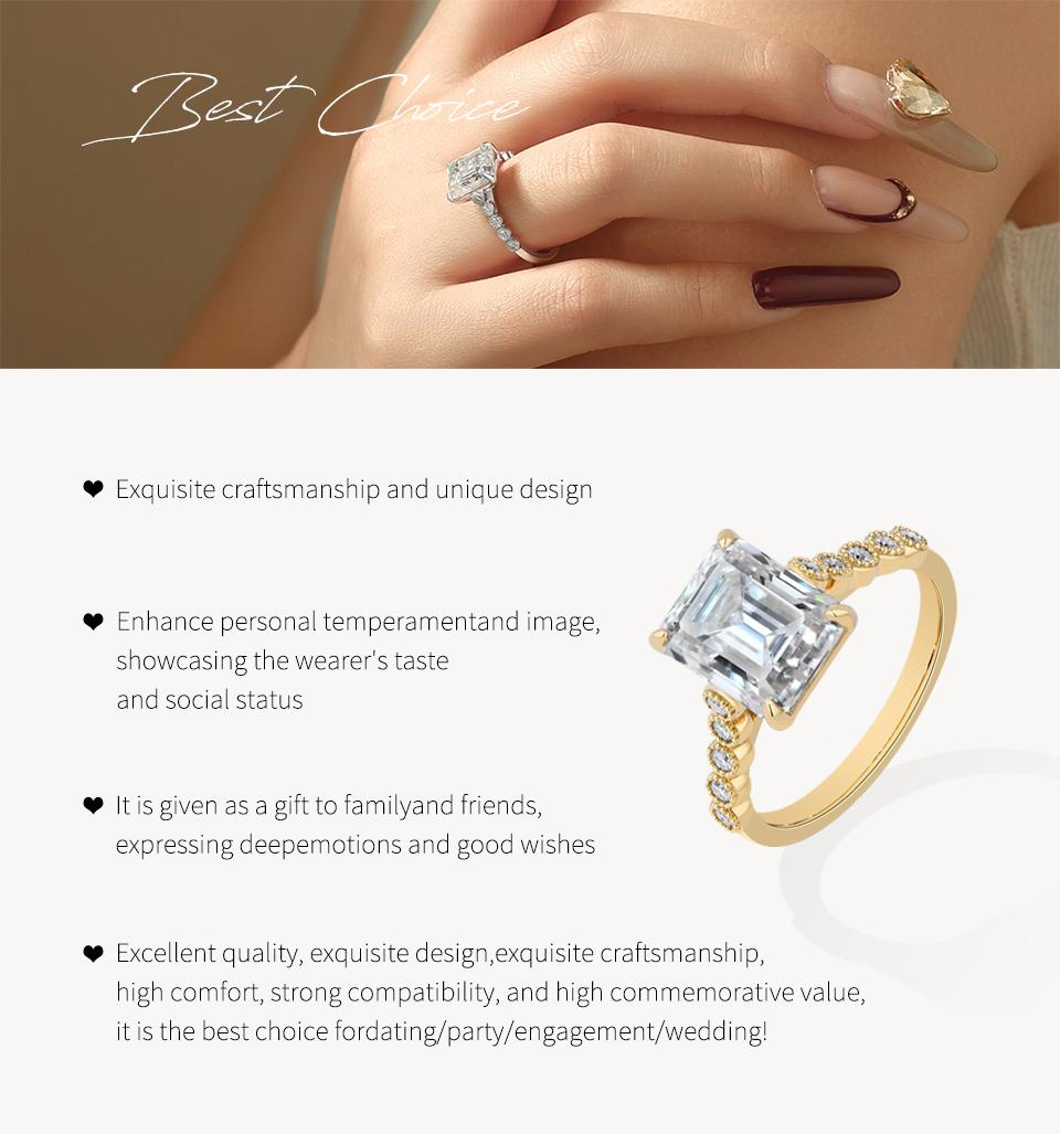 4CT Octagon Cut Lab-Grown Moissanite Ring 925 Sterling Silver For Women Wedding Band Engagement Anniversary Sparkling Jewelry R397