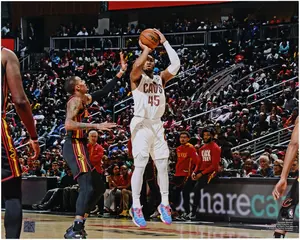 Donovan Mitchell Cleveland Cavaliers Autographed 16" x 20" Shooting in White Photograph - Fanatics Authentic Certified