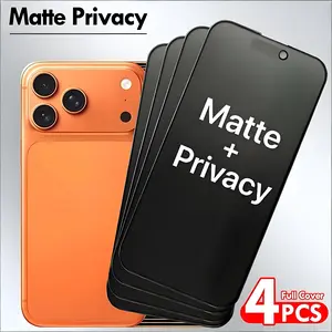 4pcs Privacy Frosted Ceramic Film for iPhone 17 17e 16 Pro Max 15 14 Plus 13 12 11 Pro Max Plus X XS Max XR, Anti-Spy Screen Protector