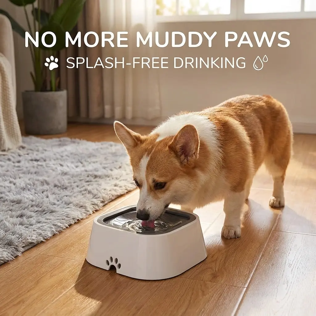 Pet Water Bowl Slow-Sip No Spill No Bloating slobber stopper water bowl Large Capacity pet  supplies messy drinker smart