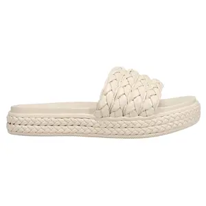 MIA Womens Bri Braided Platform Slide Casual Sandals Casual - Off White