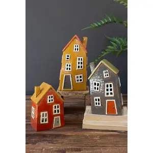 Set Of Three Ceramic Houses