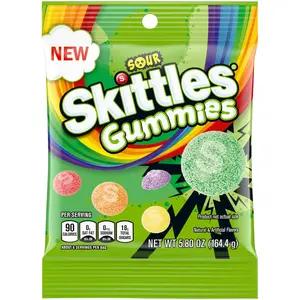 Pack of 2 - SKITTLES GUMMIES Sour Gummy St Patrick's Day Candy Green Grab and Go Pack, 5.8 oz Bag