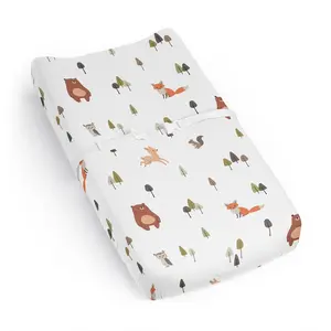 Sweet Jojo Designs Woodland Animals Boy Girl Gender Neutral Unisex Baby Changing Pad Cover Sheet Infant Newborn Diaper Table Change Mat Cover Sage Green Beige Watercolor Forest Animal Brown Bear Fox