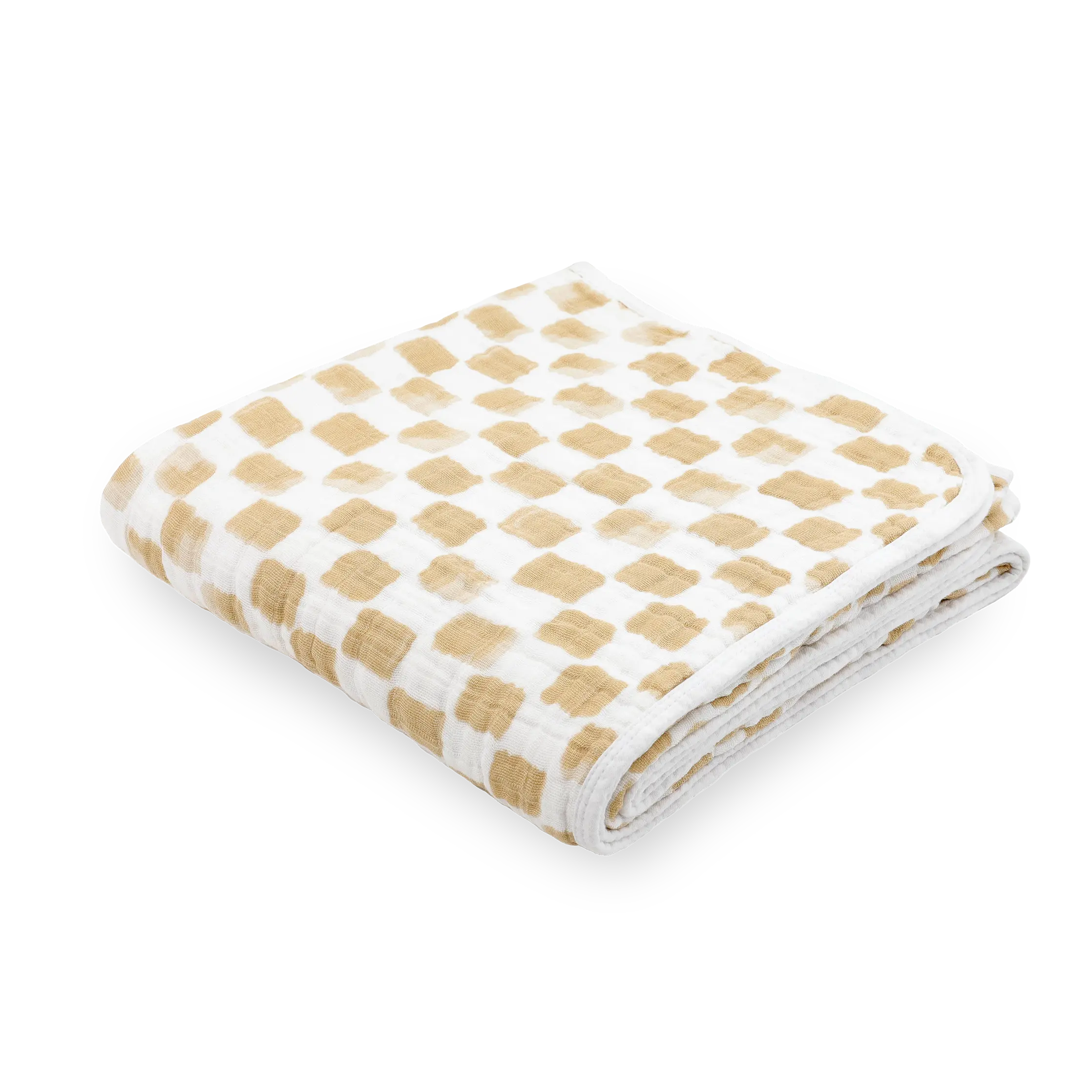 Original Cotton Muslin Quilt - Adobe Checker Print, 4-Layer, Machine Washable Quilt for Nap Time