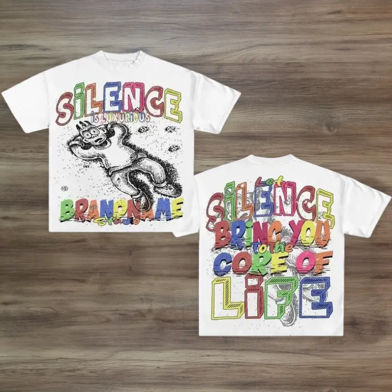 Unisex Y2K Graphic T-Shirt, "Silence is Luxurious" Retro Streetwear Tee, Core of Life Colorful Print Top