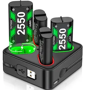Charger for Rechargeable Xbox One Controller Battery Pack with 4x2550mAh Batteries for Xbox Series X|S, Battery Charger Station for Xbox One S/Xbox One X/Xbox One Elite