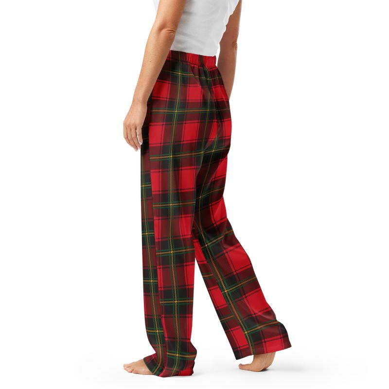 RED AND GREEN PLAID SILKY PAJAMA SET