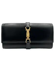 Pre-owned GUCCI LEATHER WALLET ON CHAIN JACKIE 1961 BLACK
