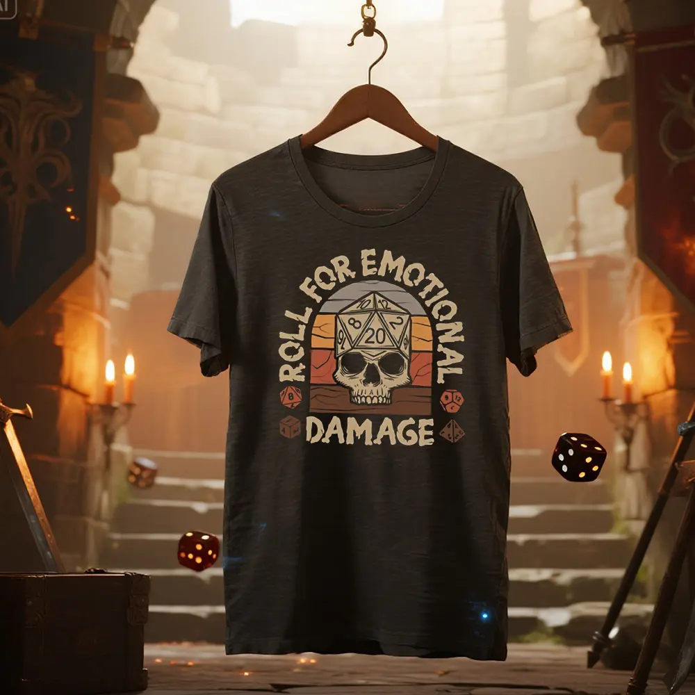Funny Dungeon Master DND Roll for Emotional damage RPG gamer gift for dad brother uncle Unisex Jersey Short Sleeve Tee T-shirt, Board Games Gift, Dungeon Master Clothing, unisex shirt