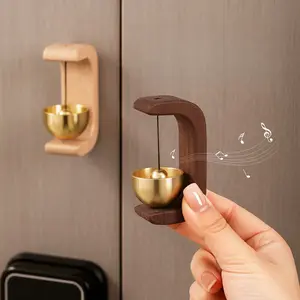 Wooden Suction Cup Decorative Item with Gold Bell for Home Decor and Sound Effects Enhance Your Space with Aesthetic Appeal，door harp chime