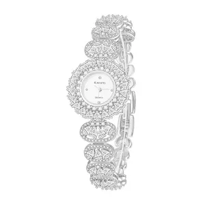 EAMTI Women's Luxury Cubic Zirconia CZ Watch 26mm Dial 12.3mm Band Water-Resistant 30m Casual Bracelet Watch for Women Jewelry with Sparkling Bling Decoration