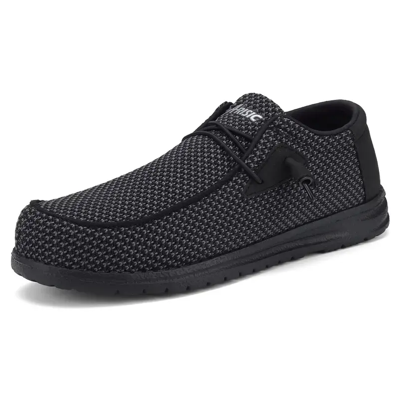 Steel Toe Slip On Loafer Work Shoes, Summer Ventilated Mesh, Ultra Light Breathable Safety Footwear, ASTM Certified, Flexible Closed Steel Toe, Sweat-Wicking Lining for Hot Weather, Unisex Casual Trainers with Advanced Comfort Tech