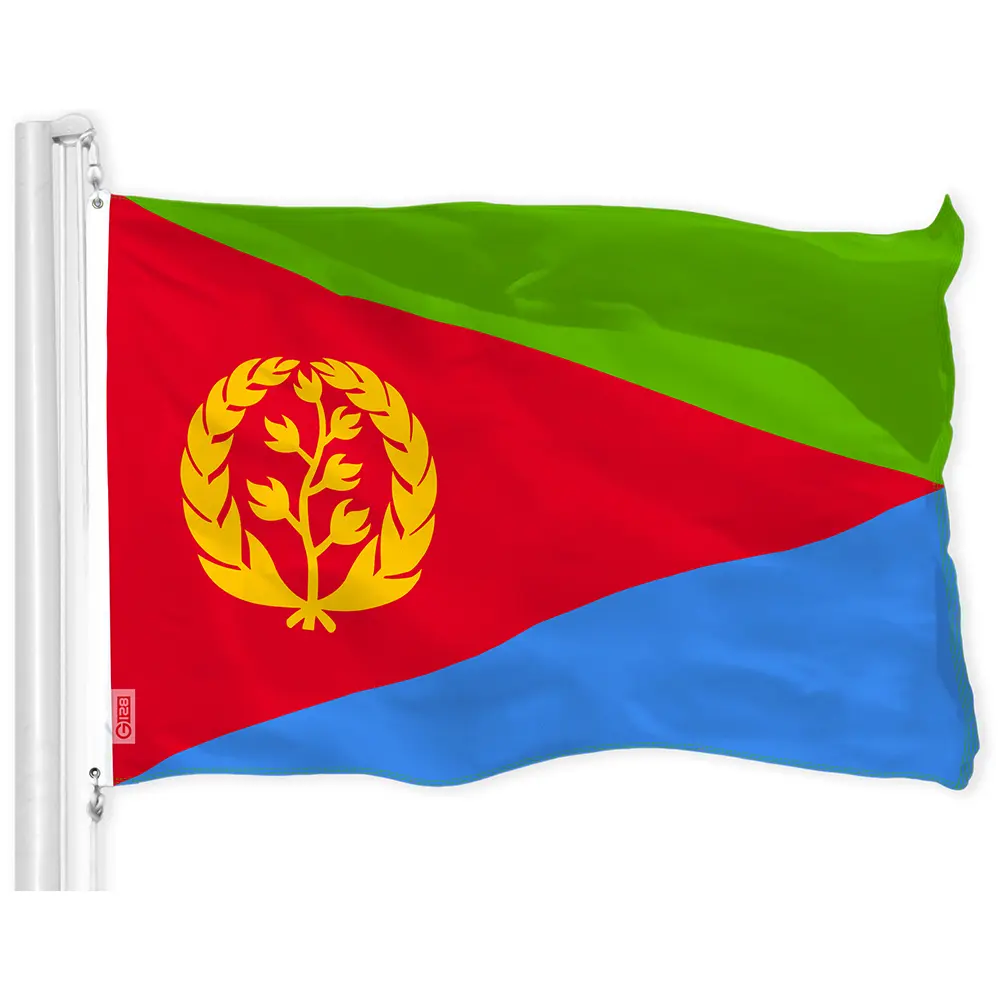 Eritrea (Eritrean) Flag | 3x5 feet | Printed 150D Indoor/Outdoor, Vibrant Colors, Brass Grommets, Quality Polyester, Much Thicker More Durable Than 100D 75D Polyester