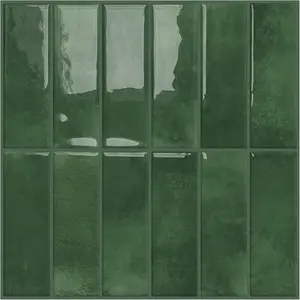 Peel and Stick Subway Backsplash Green Kitchen Bathroom Rectangle Self Adhesive Wall Tile Brick (10-Sheet, 12"x12")