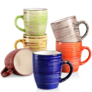 Vancasso Albero 6-Piece Mug Set, 13oz Colorful Rustic Stoneware Ceramic Coffee Mugs, Durable Handcrafted Cups for Coffee, Tea, Hot Chocolate and Everyday Use, Ideal for Home, Office, and Gifting