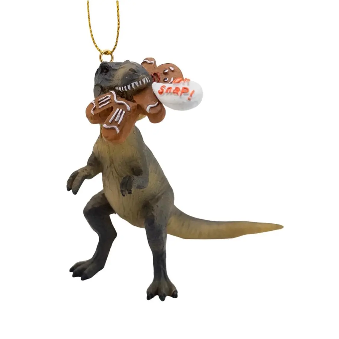 T Rex Eating Gingerbread Man Cookie Oh Snap! Christmas Tree Dinosaur Ornament