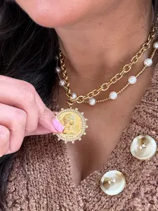 CZ Coin Pendant Necklace