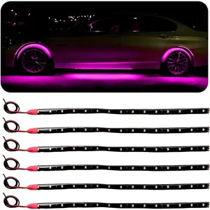 6 count 15 LED Strip Underbody Light, DC 12V 1Ft Flexible Underglow  LED Light Strip with 6 Inch Wire,  LED Interior Exterior Decoration for    ()