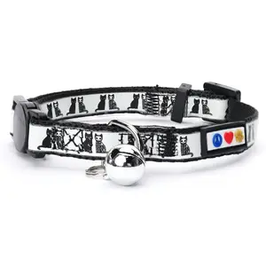 Pawtitas Halloween Glow In The Dark Cat Collar with Adjustable Fit D-Ring & Removable Bell for Safety and Comfort