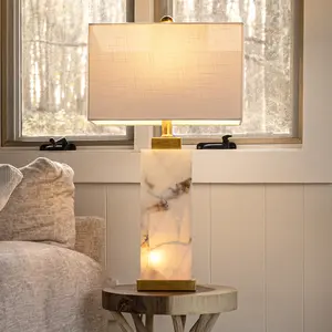 JONATHAN Y Elizabeth Alabaster LED Table Lamp , for bedroom, living room, foyer, hallways, dining room, dorms