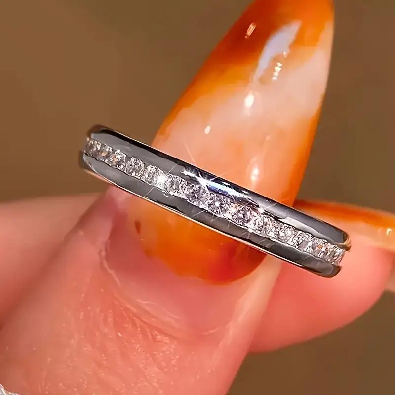 5-Piece Women's Wedding/Engagement Ring Set in Hypoallergenic Titanium Steel with Bohemian Style Round-Cut Zirconia Inlays & Tarnish-Resistant Platinum Plating for Everyday Wear