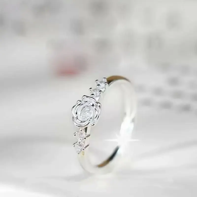 Camellia Ring for Women, Adjustable Open Ring, Simple Valentine's Day Index Finger Jewelry