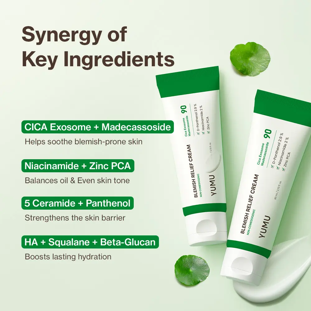 YUMU Skin Barrier Set | Cica Exosome Zinc Blemish Relief Cream +