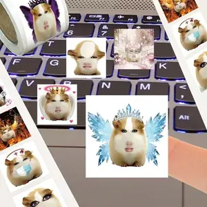 500 Pcs Square Pig Girl Abstract Roll Stickers for Water Bottles Phone Cases Envelope Seals Decoration, Decorative Accessories