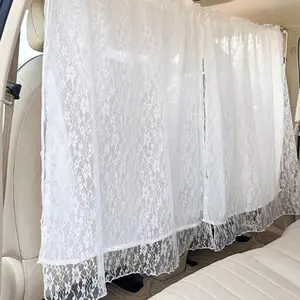 New Car Window Curtain, Dual-Layer Lace Flower Sunshade, UV Protection Hanging Suction Cup Shade, Floral Multi-Function Car Blinds, Car Privacy Curtain