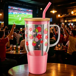 Glug 40oz Tumbler with Handle - Aesthetic Glass Cup with Lid & Straw for Lady Beverage ,Washable Reusable Water Bottle & Stylish Holiday Mug, Premium Drinkware 2026 Spring Mother's Day Gift Girls for Women Portable