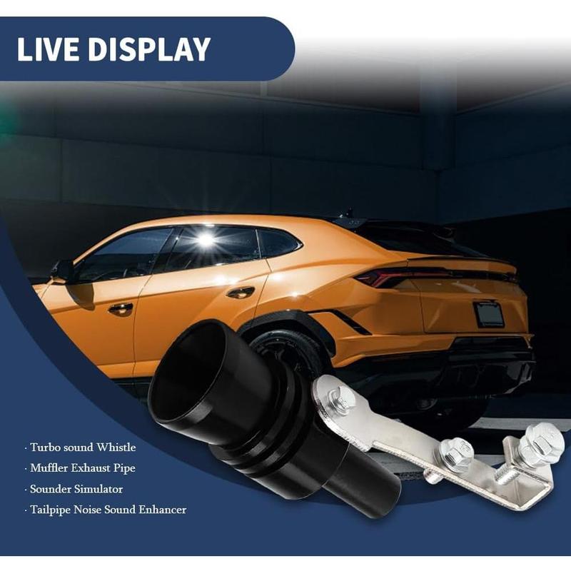 2PCS Turbo Sound Whistle Simulator, Car Turbo Whistle Car, Aluminum Alloy Universal Turbo Sound Exhaust Muffler Pipe Whistle, Automotive Replacement Exhaust Mufflers Fit Car Truck (Black)