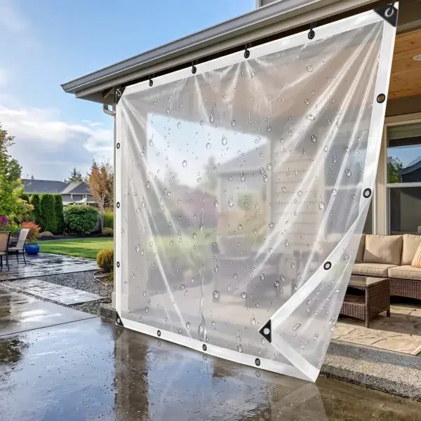 10×13ft Heavy-Duty Waterproof Transparent Vinyl Rain Cloth, Dust-Proof, Wind-Resistant, Thickened Edges, Fixing Rings for Tear Prevention, Suitable for Patios, Greenhouses dustproof protection Clear Plastic Greenhouse Tarp